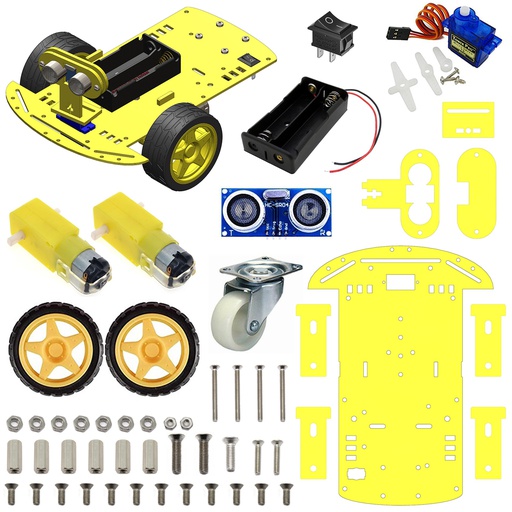 [2257] 2WD Robotics Chassis Including Motors, Wheels &amp; 18650 Battery Holder V2.0 (YELLOW)