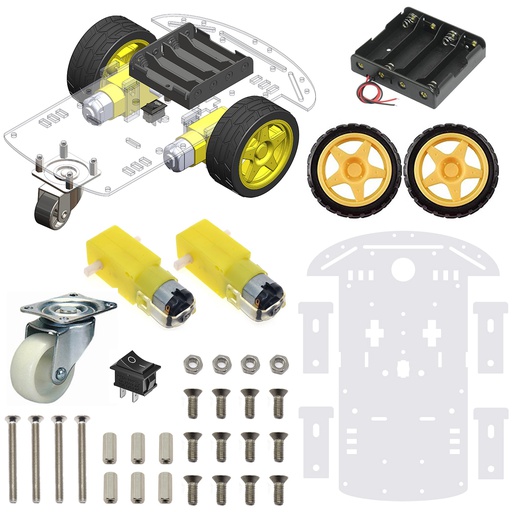 [2072] 2WD Robotics Chassis With Motors Wheels And Accessories V1.0 (CLEAR)