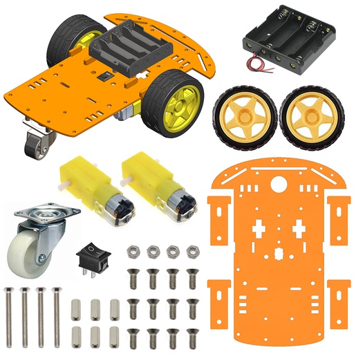 [2074] 2WD Robotics Chassis With Motors Wheels And Accessories V1.0 (ORANGE)