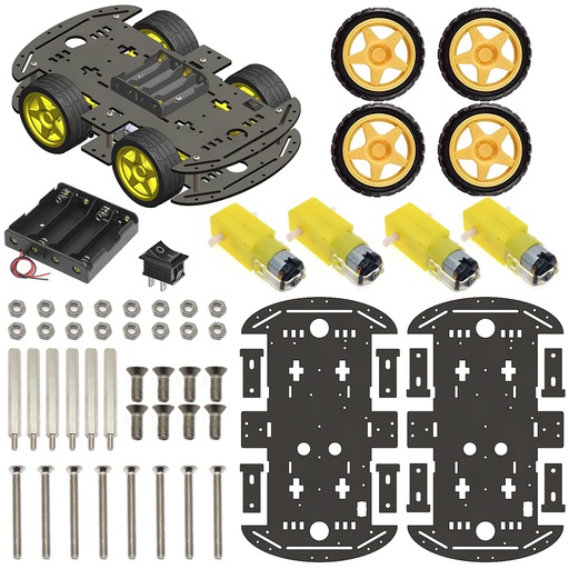 [2087] 4WD Robotics Chassis With Motors Wheels And Accessories V1.0 (BLACK)