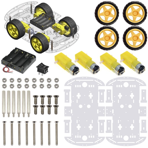[2088] 4WD Robotics Chassis With Motors Wheels And Accessories V1.0 (CLEAR)