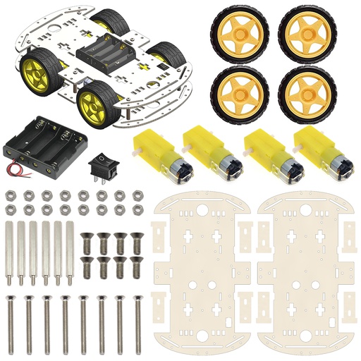 [2089] 4WD Robotics Chassis With Motors Wheels And Accessories V1.0 (MILKY)
