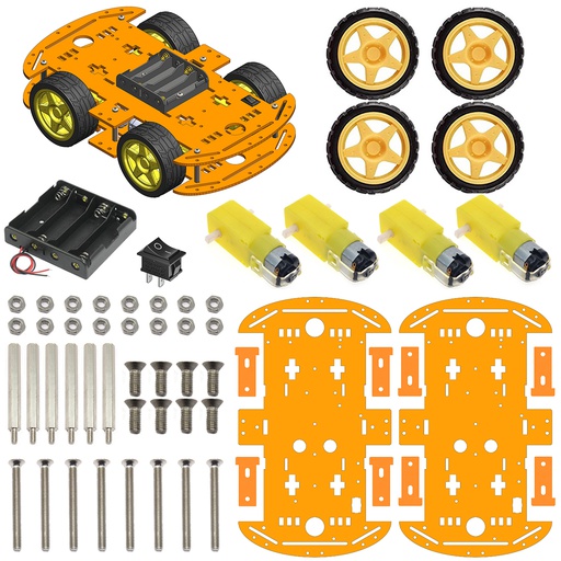 [2090] 4WD Robotics Chassis With Motors Wheels And Accessories V1.0 (ORANGE)