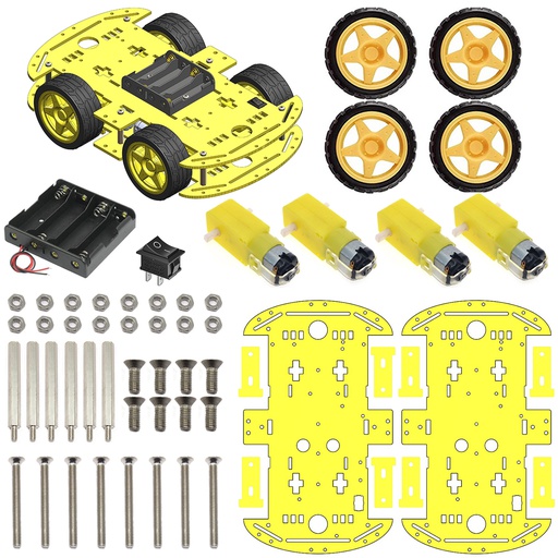 [2091] 4WD Robotics Chassis With Motors Wheels And Accessories V1.0 (YELLOW)