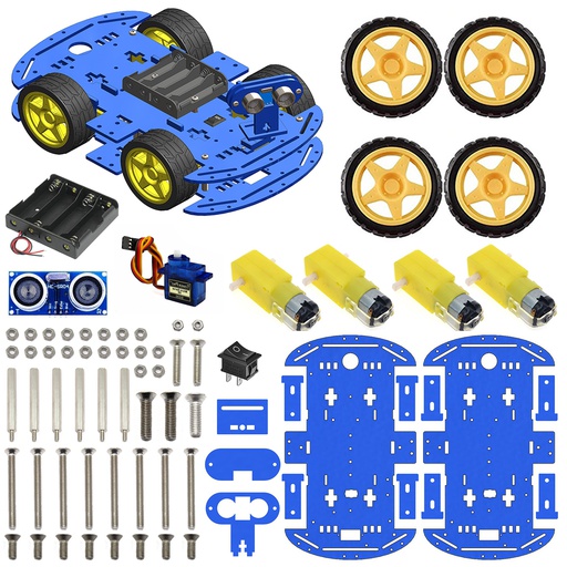 [2094] 4WD Robotics Chassis With Motors Wheels And Accessories V2.0 (BLUE)