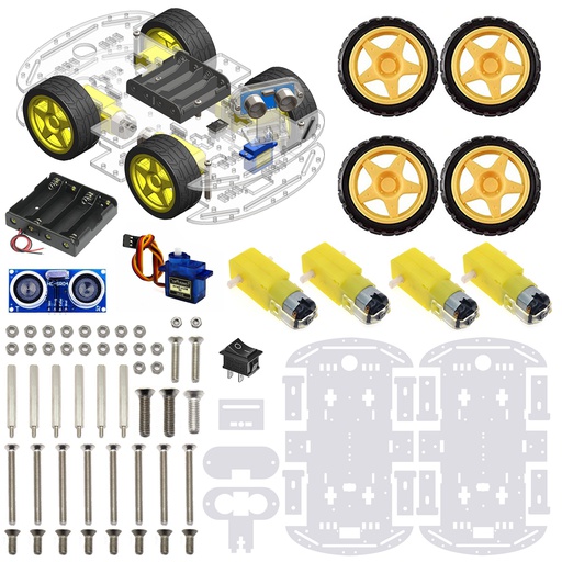 [2096] 4WD Robotics Chassis With Motors Wheels And Accessories V2.0 (CLEAR)