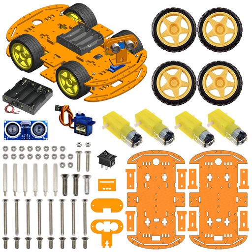 [2098] 4WD Robotics Chassis With Motors Wheels And Accessories V2.0 (ORANGE)