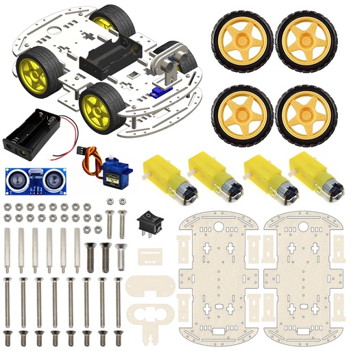 [2271] 4WD Robotics Chassis including Motors, Wheels &amp; 18650 Battery Holder V2.0 (MILKY)