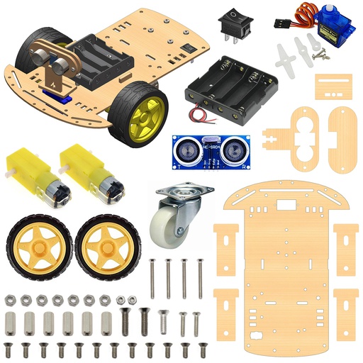 [2085] 2WD Robotics Chassis with Motors Wheels and Accessories - MDF WOOD  V2