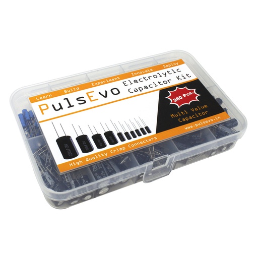 [9148] PulsEvo 10 Different Value 0.47uf to 2200uf  25v 50v 63v  Electrolytic Capacitors Assorted Assortment Kit (260pcs)
