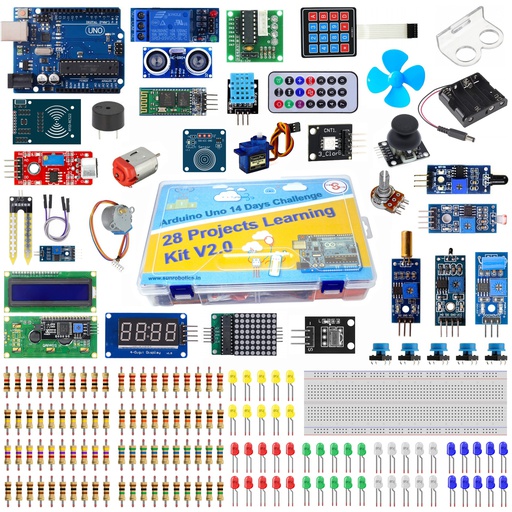 [9158] Arduino Uno 14 Days Challenge 28 Projects Learning Kit Including Tutorials By SunRobotics V2.0