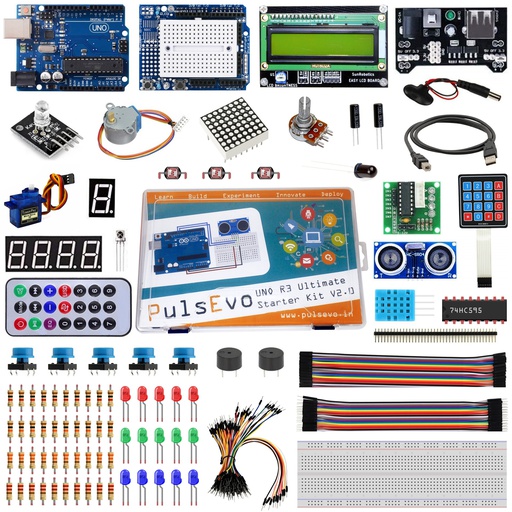 [9162] PulsEvo UNO R3 Ultimate Starter Kit V2 With 25+ Projects Learning Kit Including Detailed Tutorial