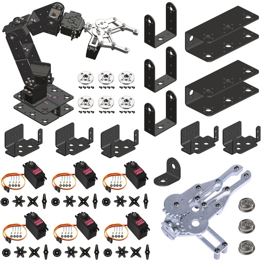 [9174] SunRobotics Aluminium Alloy Based 6DOF Robotic Arm DIY Kit | Arduino Based Open Source | Metal Gripper | POT Controlled | Unassembled