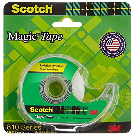 [1760] Scotch Magic Tape - The Original Matte-Finish Invisible Tape by 3M (1 Roll - Width 1.9cm Length 32.9m + 1 dispenser)