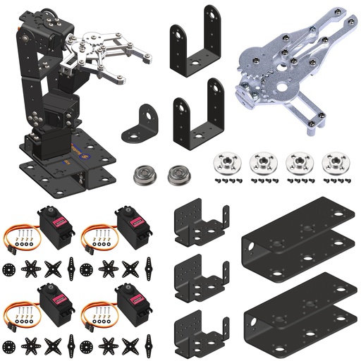 [9170] SunRobotics Aluminium Alloy Based 4DOF Robotic Arm DIY Kit | Arduino Based Open Source | Metal Gripper | POT Controlled | Unassembled