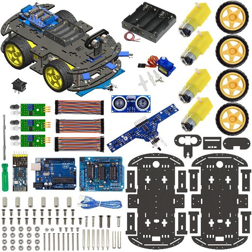 [2145] 4WD Robotics Chassis Including Motors, Wheels &amp; 4AA Battery Holder &amp; All Electronic
