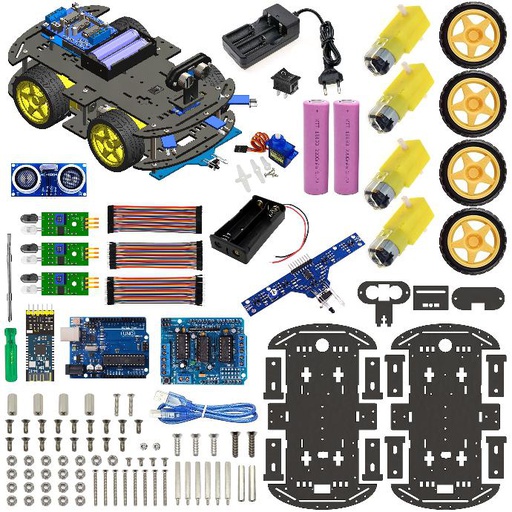[2147] 4WD Robotics Chassis Including Motors , Wheels &amp; 18650 Battery Holder &amp; All Electronics